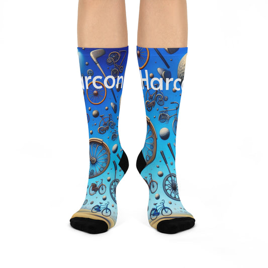 Blue Sports Cushioned Crew Socks